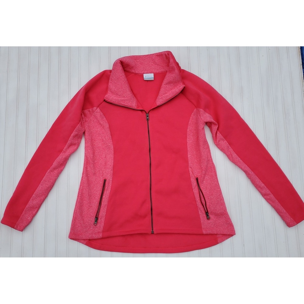 Columbia Get Going Fleece Pink Two Tone Full Zip Jacket Womens Size XL Large